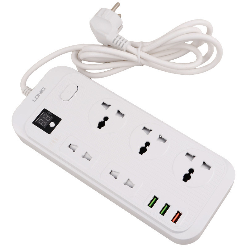 چند راهی 3 خانه برق ارت دار الدینیو SC-17 با کابل 2 متری + شارژر USB