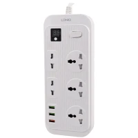 چند راهی 3 خانه برق ارت دار الدینیو SC-17 با کابل 2 متری + شارژر USB