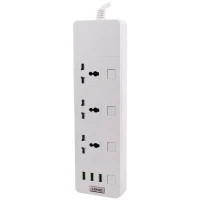 چند راهی 3 خانه برق ارت دار الدینیو SC-11 با کابل 2 متری + شارژر USB