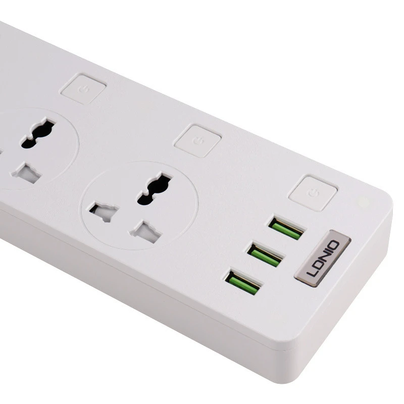 چند راهی 3 خانه برق ارت دار الدینیو SC-11 با کابل 2 متری + شارژر USB