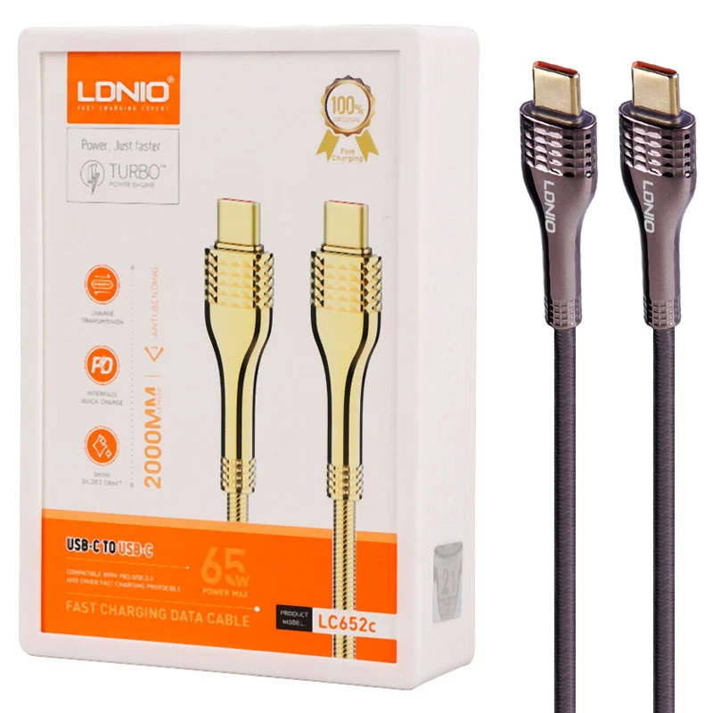 کابل تایپ سی فست شارژ Ldnio LC652C 65W 2m