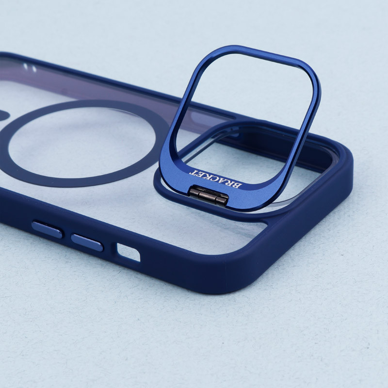 قاب PC شفاف Bracket استند شو مگ سیف + محافظ لنز رینگی iPhone 13 Pro