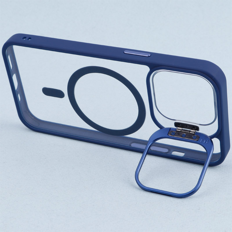 قاب PC شفاف Bracket استند شو مگ سیف + محافظ لنز رینگی iPhone 13 Pro
