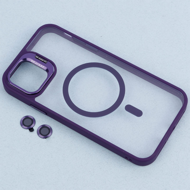 قاب PC شفاف Bracket استند شو مگ سیف + محافظ لنز رینگی iPhone 11