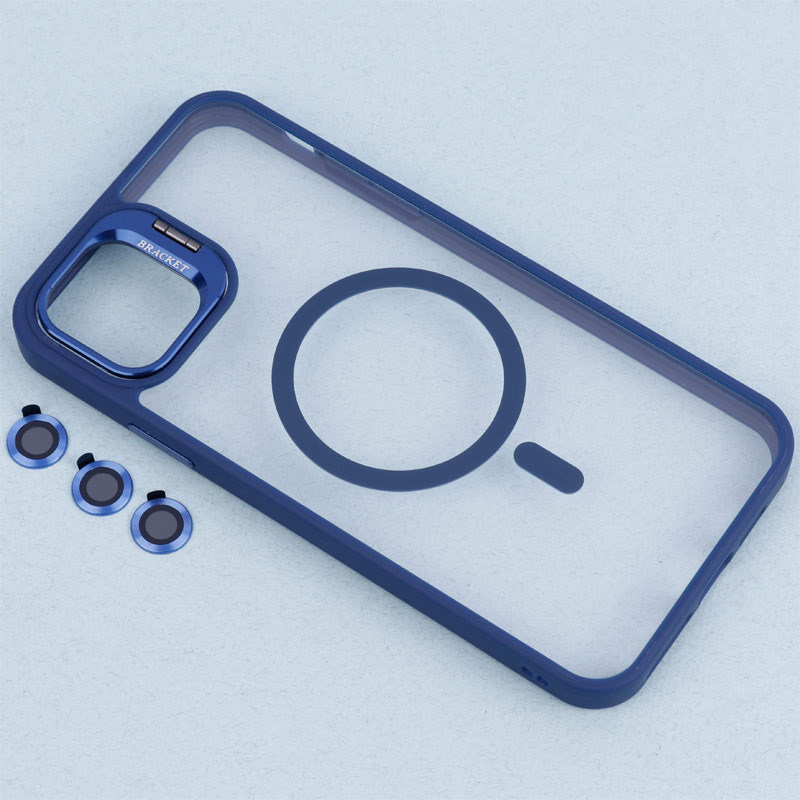 قاب PC شفاف Bracket استند شو مگ سیف + محافظ لنز رینگی iPhone 11 Pro Max