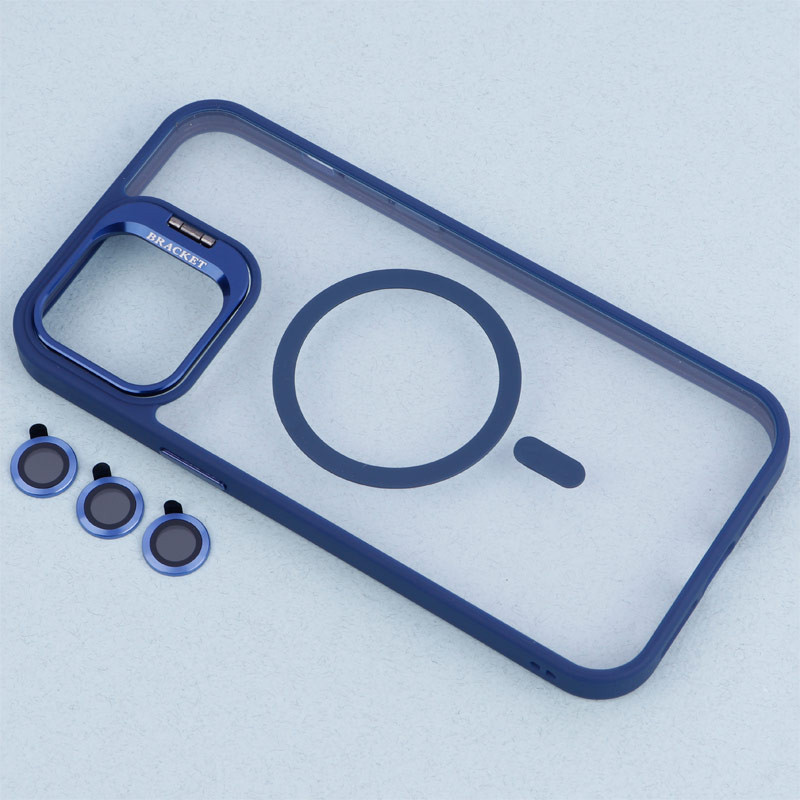 قاب PC شفاف Bracket استند شو مگ سیف + محافظ لنز رینگی iPhone 12 Pro Max