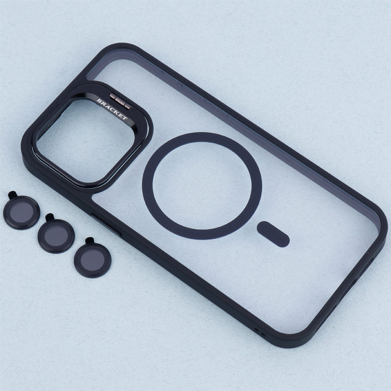 قاب PC مگ سیف استندشو با محافظ لنز رینگی Bracket آیفون iPhone 15 Pro Max