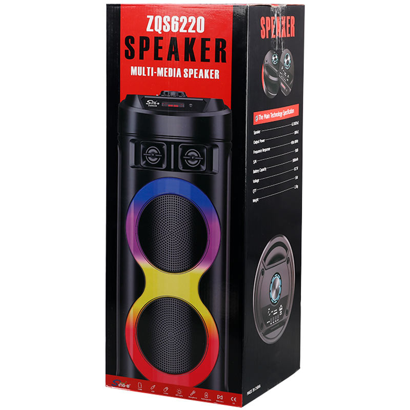 اسپیکر چمدانی بلوتوثی رم و فلش خور ZQS-6212 + میکروفون و ریموت کنترل
