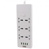 چند راهی 6 خانه برق ارت دار الدینیو SC-12 با کابل 2 متری + شارژر USB