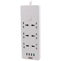 چند راهی 6 خانه برق ارت دار الدینیو SC-12 با کابل 2 متری + شارژر USB