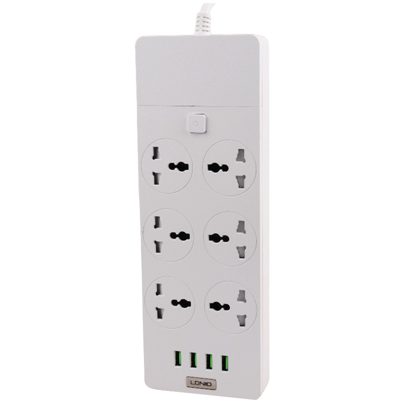 چند راهی 6 خانه برق ارت دار الدینیو SC-12 با کابل 2 متری + شارژر USB