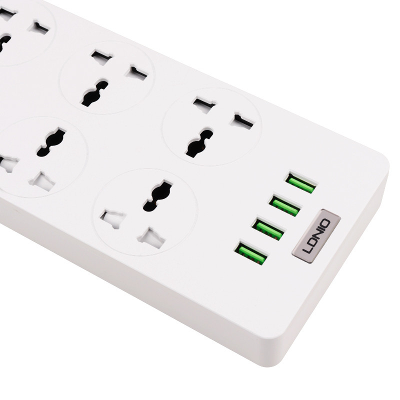 چند راهی 6 خانه برق ارت دار الدینیو SC-12 با کابل 2 متری + شارژر USB
