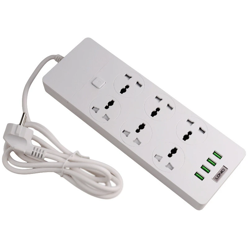 چند راهی 6 خانه برق ارت دار الدینیو SC-12 با کابل 2 متری + شارژر USB