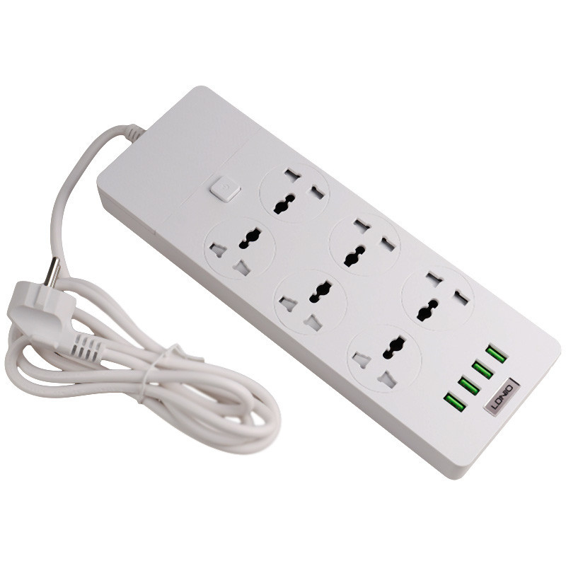 چند راهی 6 خانه برق ارت دار الدینیو SC-12 با کابل 2 متری + شارژر USB