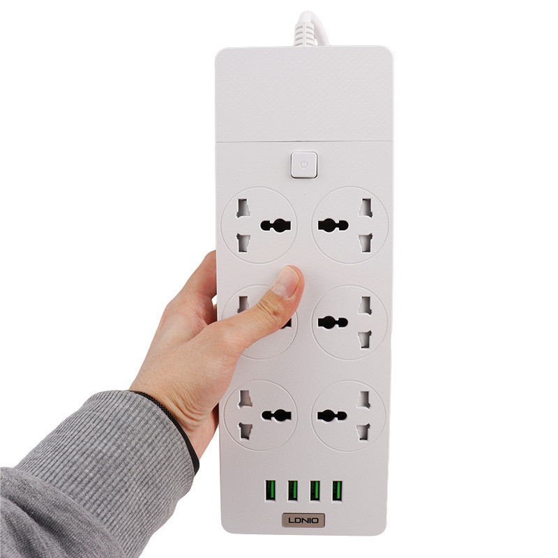 چند راهی 6 خانه برق ارت دار الدینیو SC-12 با کابل 2 متری + شارژر USB