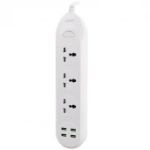 چند راهی 3 خانه برق ارت دار الدینیو SC-16 با کابل 2 متری + شارژر USB