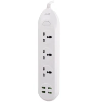 چند راهی 3 خانه برق ارت دار الدینیو SC-16 با کابل 2 متری + شارژر USB