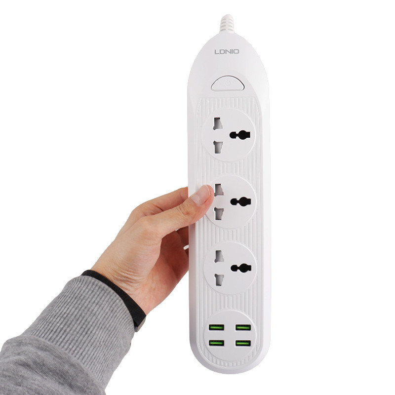 چند راهی 3 خانه برق ارت دار الدینیو SC-16 با کابل 2 متری + شارژر USB