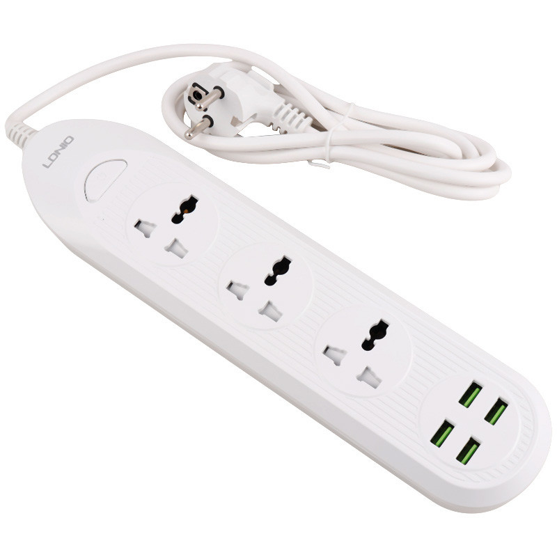 چند راهی 3 خانه برق ارت دار الدینیو SC-16 با کابل 2 متری + شارژر USB