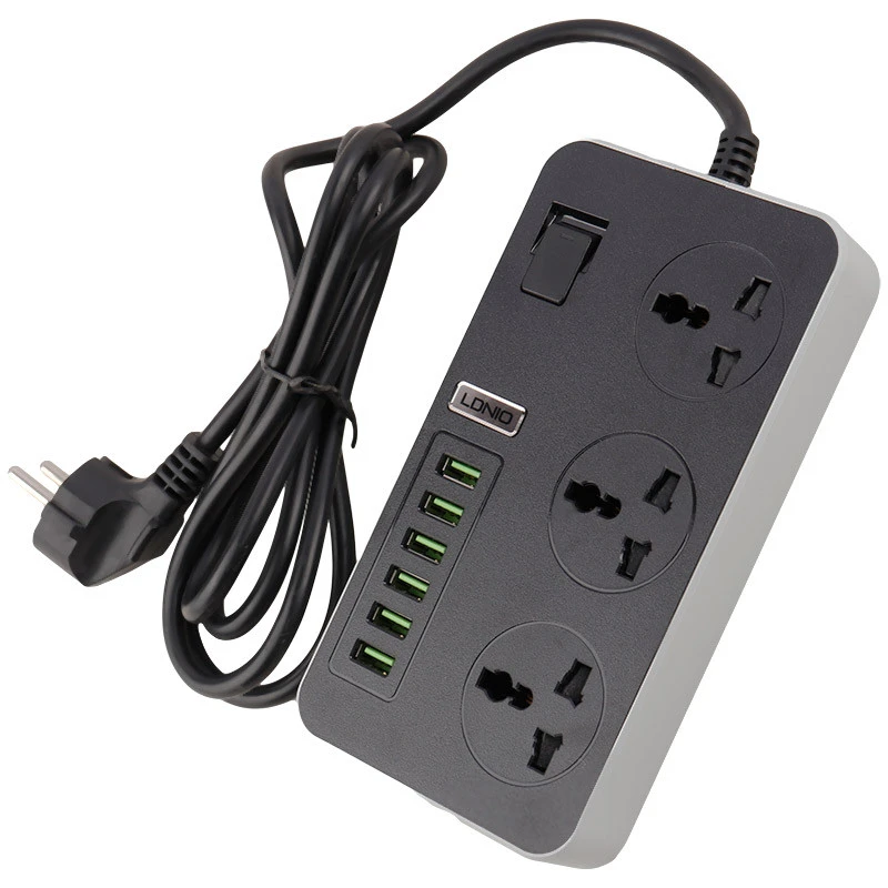 چند راهی 3 خانه برق ارت دار الدینیو SC-09 با کابل 2 متری + شارژر USB