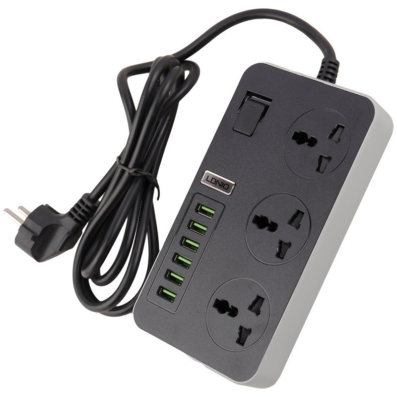 چند راهی 3 خانه برق ارت دار الدینیو SC-09 با کابل 2 متری + شارژر USB