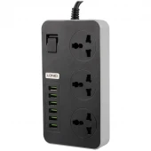 چند راهی 3 خانه برق ارت دار الدینیو SC-09 با کابل 2 متری + شارژر USB