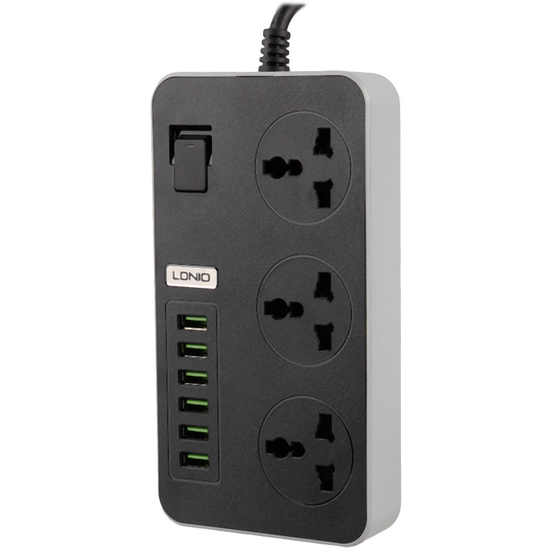 چند راهی 3 خانه برق ارت دار الدینیو SC-09 با کابل 2 متری + شارژر USB