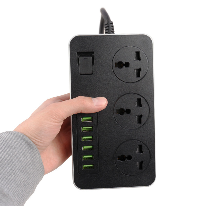 چند راهی 3 خانه برق ارت دار الدینیو SC-09 با کابل 2 متری + شارژر USB