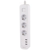 چند راهی 3 خانه برق ارت دار هادرون P323 با کابل 1.8 متری + شارژر USB