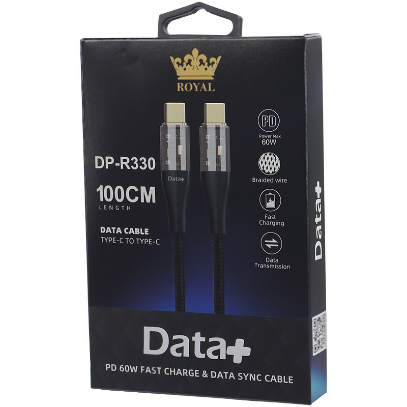 کابل تبدیل فست شارژ DATA+ Royal DP-R330 Type-C To Type-C 3A PD 60W 1m