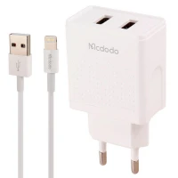 شارژر دیواری فست شارژ Mcdodo CH-3970 2Port 2.4A 12W + کابل آیفونی