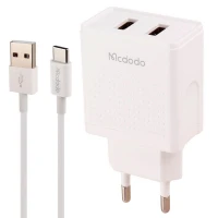 شارژر دیواری فست شارژ Mcdodo CH-3972 2Port 2.4A 12W + کابل تایپ سی