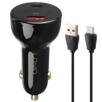 شارژر فندکی فست شارژ Ldnio C101 10A QC3.0 PD 100W + کابل تایپ سی