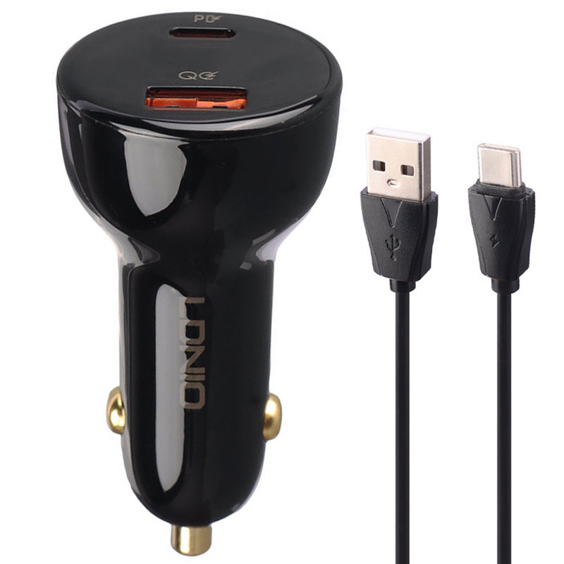 شارژر فندکی فست شارژ Ldnio C101 10A QC3.0 PD 100W + کابل تایپ سی