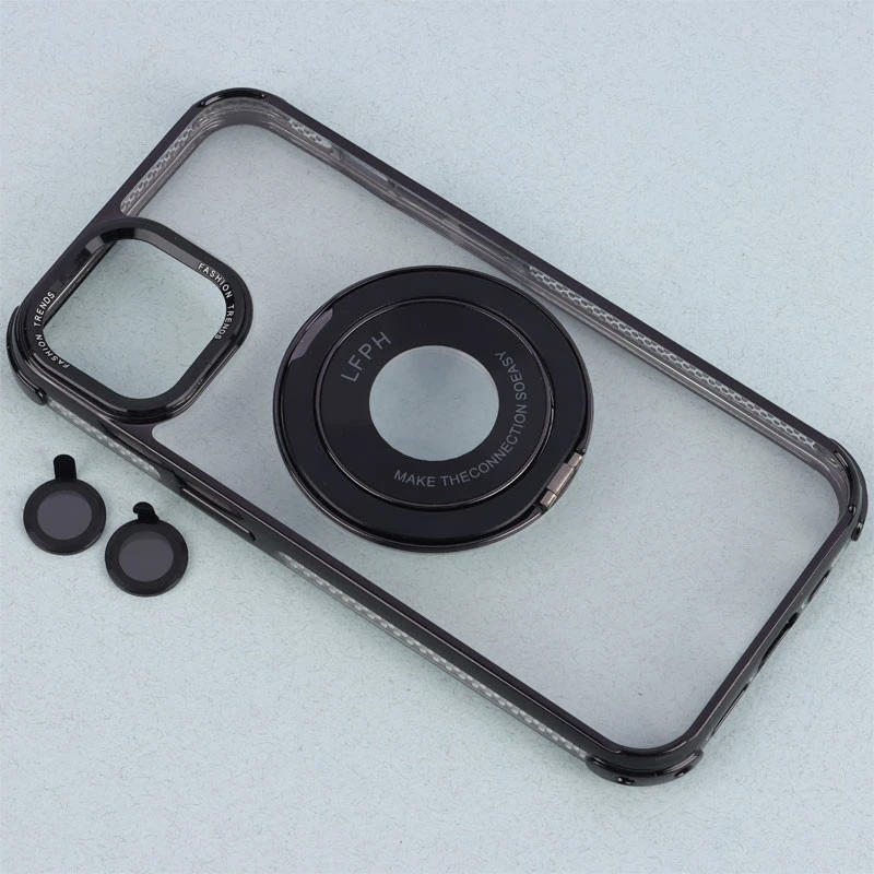 قاب PC شفاف Fashion Trends استند شو + محافظ لنز رینگی iPhone 13