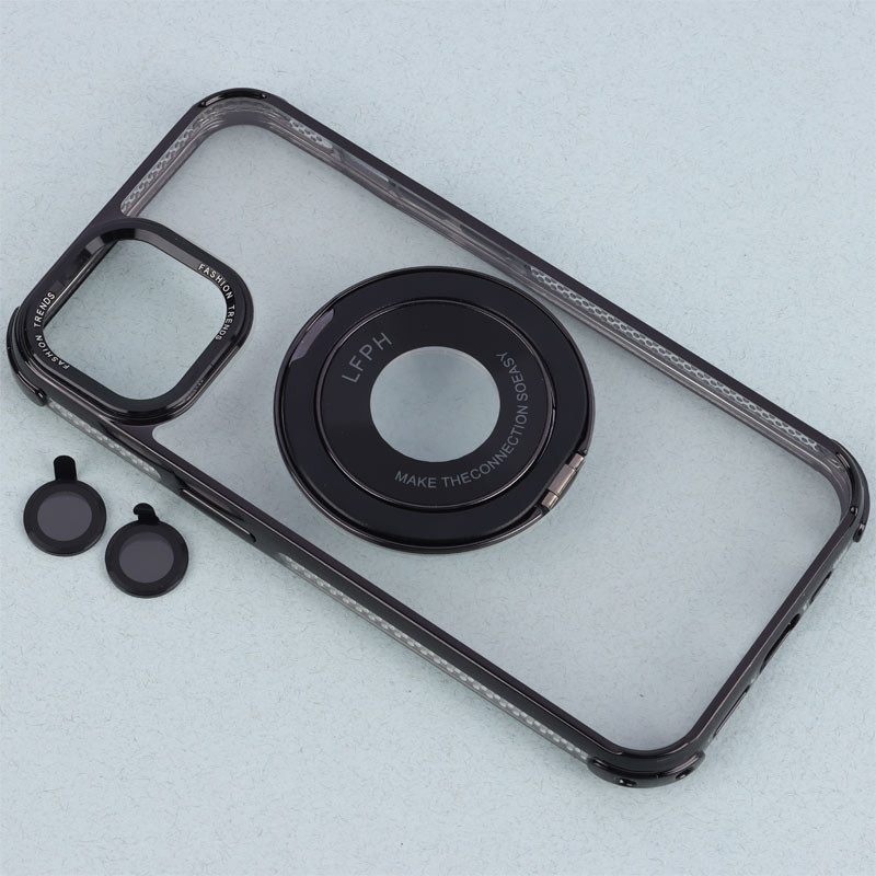 قاب PC شفاف Fashion Trends استند شو + محافظ لنز رینگی iPhone 13