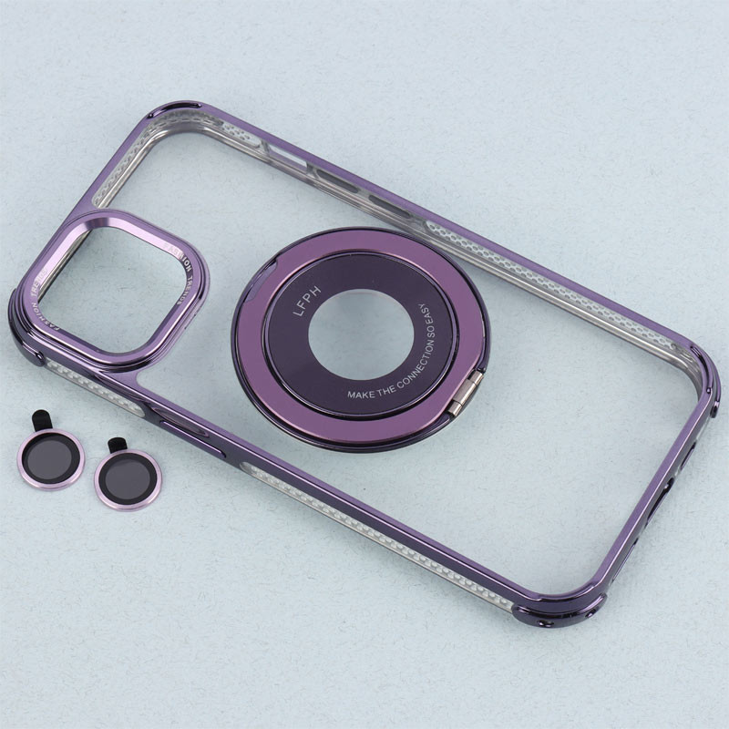 قاب PC شفاف Fashion Trends استند شو + محافظ لنز رینگی iPhone 13