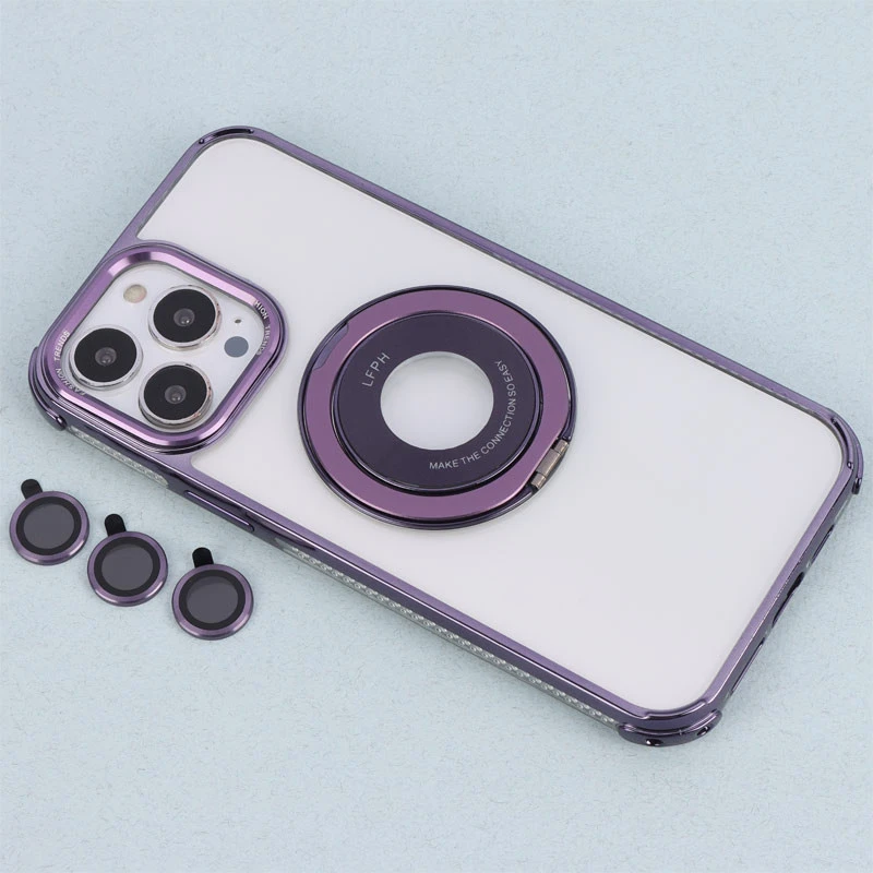 قاب PC شفاف Fashion Trends استند شو + محافظ لنز رینگی iPhone 13 Pro Max
