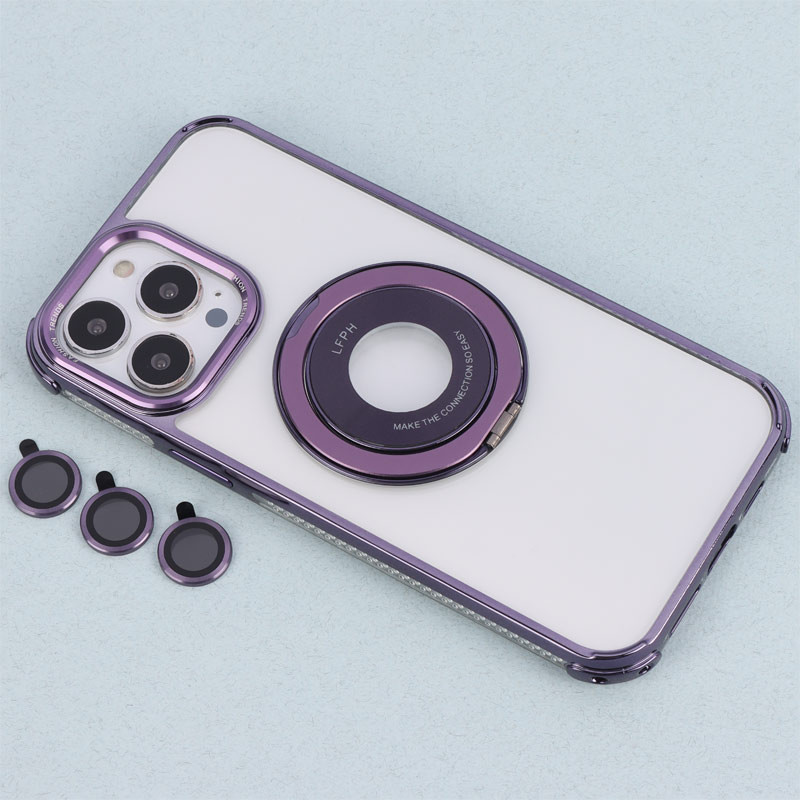 قاب PC شفاف Fashion Trends استند شو + محافظ لنز رینگی iPhone 13 Pro Max