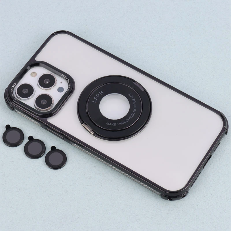 قاب PC شفاف Fashion Trends استند شو + محافظ لنز رینگی iPhone 13 Pro Max