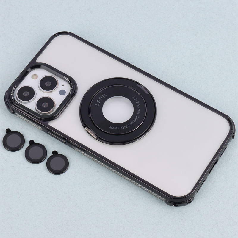 قاب PC شفاف Fashion Trends استند شو + محافظ لنز رینگی iPhone 13 Pro Max
