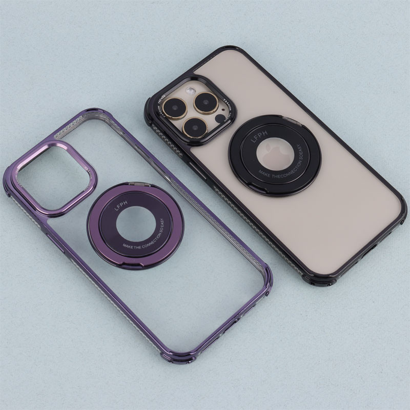 قاب PC شفاف Fashion Trends استند شو + محافظ لنز رینگی iPhone 14 Pro Max