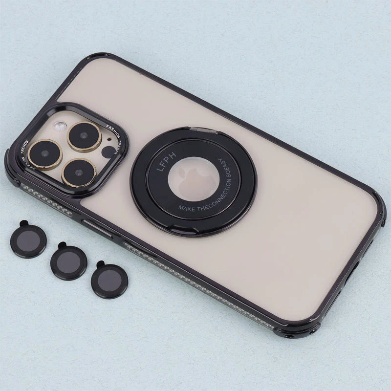 قاب PC شفاف Fashion Trends استند شو + محافظ لنز رینگی iPhone 14 Pro Max