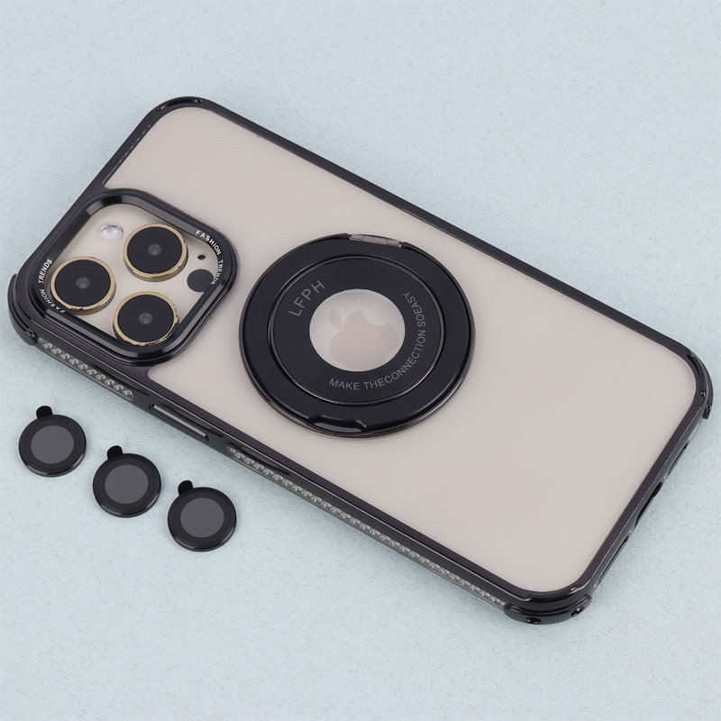 قاب PC شفاف Fashion Trends استند شو + محافظ لنز رینگی iPhone 14 Pro Max
