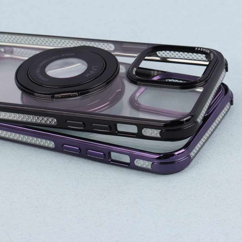 قاب PC شفاف Fashion Trends استند شو + محافظ لنز رینگی iPhone 14 Pro Max