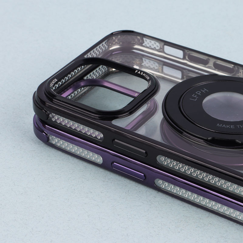 قاب PC شفاف Fashion Trends استند شو + محافظ لنز رینگی iPhone 14 Pro Max