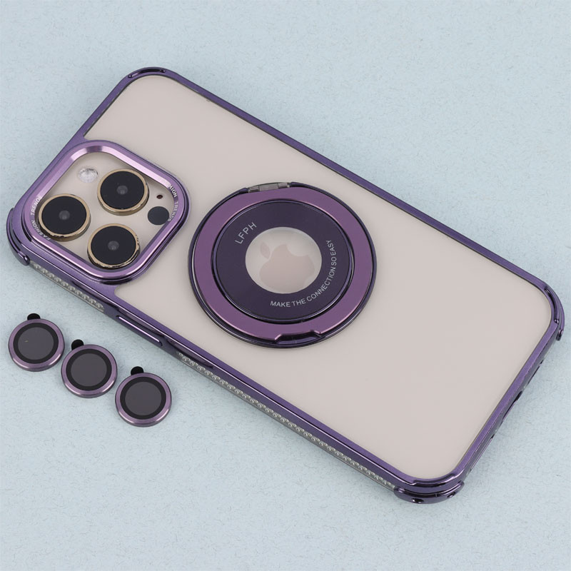 قاب PC شفاف Fashion Trends استند شو + محافظ لنز رینگی iPhone 14 Pro Max
