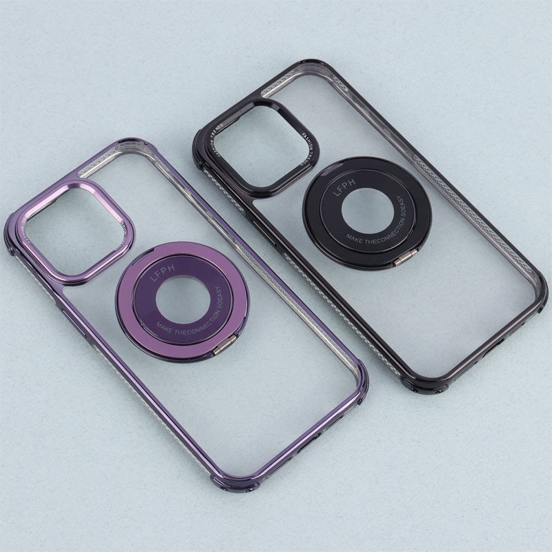 قاب PC شفاف Fashion Trends استند شو + محافظ لنز رینگی iPhone 15 Pro Max