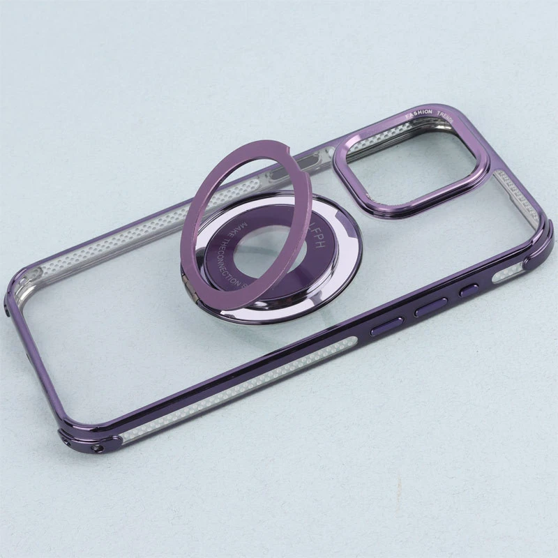 قاب PC شفاف Fashion Trends استند شو + محافظ لنز رینگی iPhone 15 Pro Max