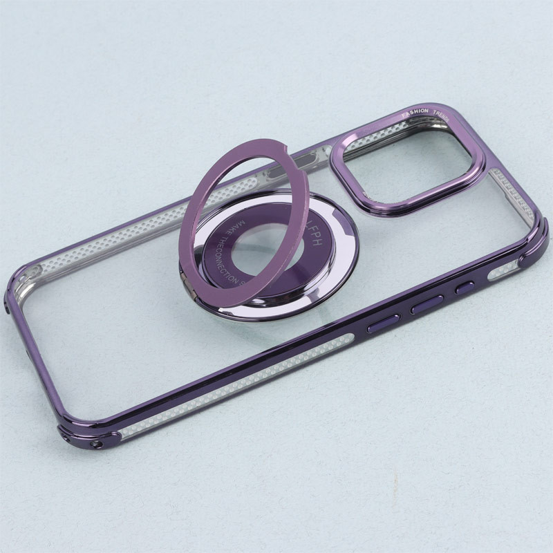 قاب PC شفاف Fashion Trends استند شو + محافظ لنز رینگی iPhone 15 Pro Max